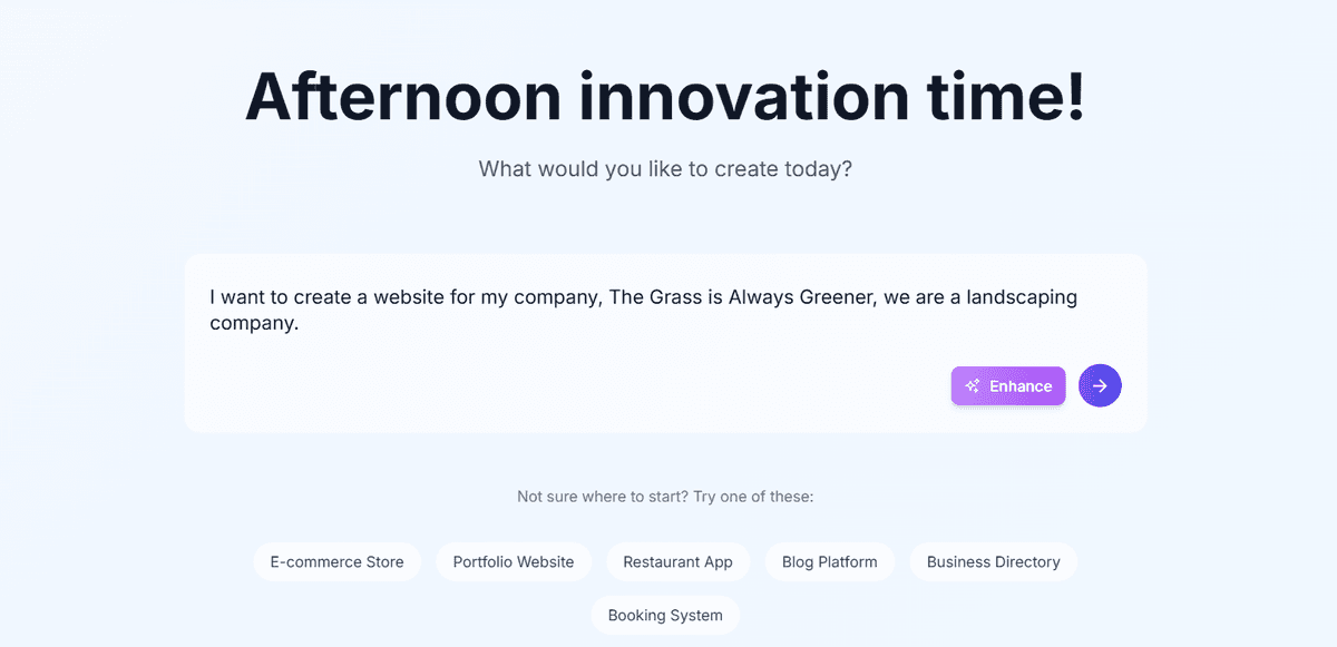 Step 1: Describe Your Vision - AI Chat Interface